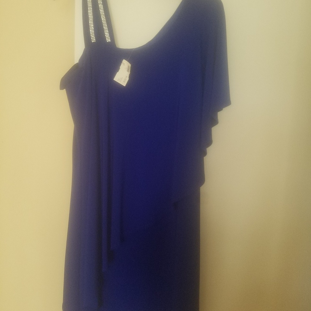 New royal blue one shoulder dress